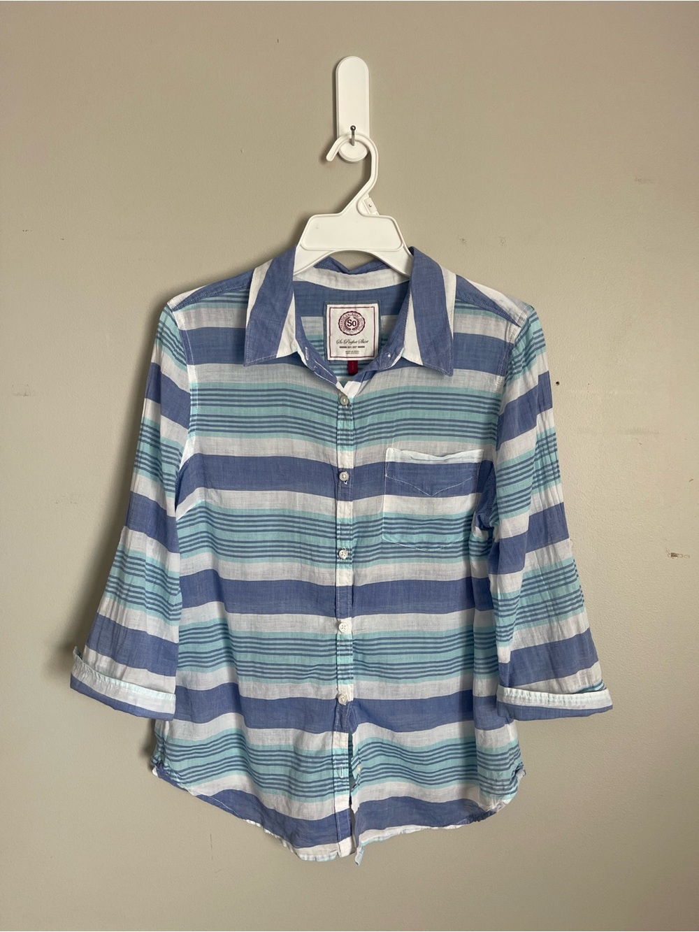SO | Blue Striped Cotton Button-Down Shirt Sz XL